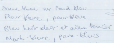 Encre bleue sur fond bleu, Fleur bleue, peur bleue, Bleu hait clair et aime foncer. Mort bleue, pare-bleus